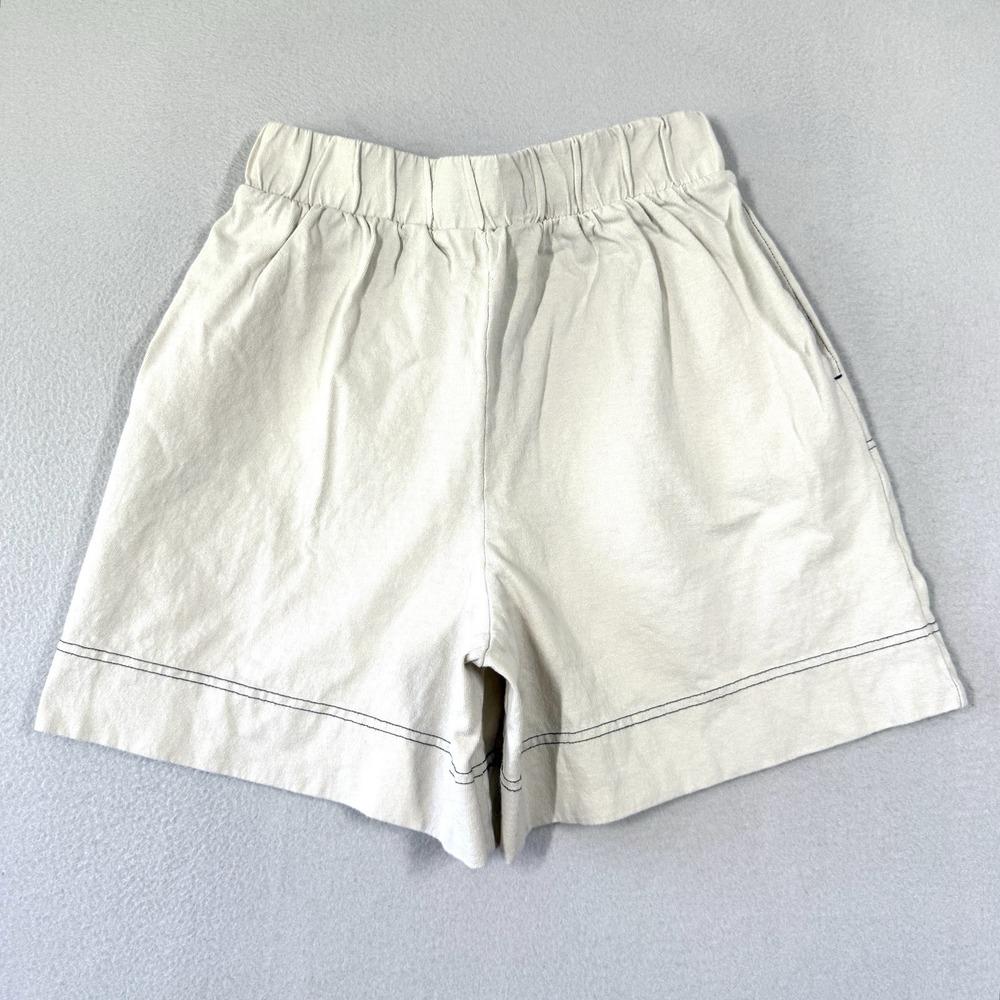 Free People Beach Shorts Womens XS Cream Contrast Stitch Pull On Pockets 5.5" - Picture 6 of 13